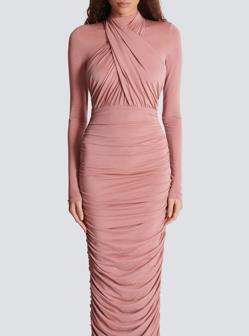 Pleated jersey midi dress 5