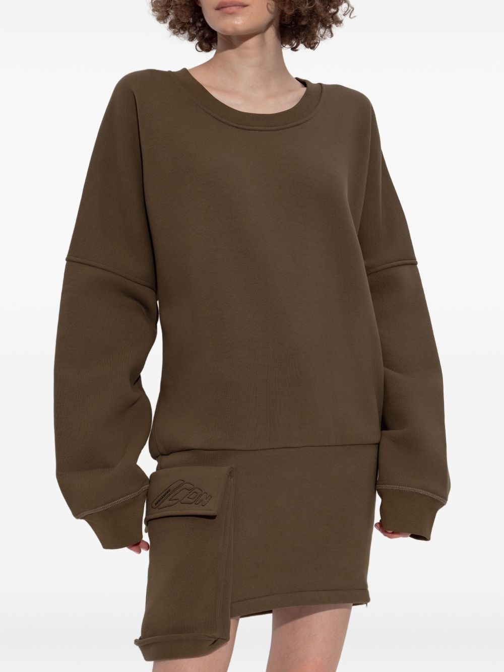 asymmetric-hem sweatshirt dress - 3