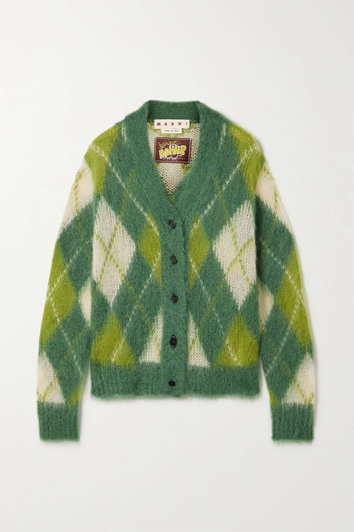 Argyle mohair-blend cardigan - 1