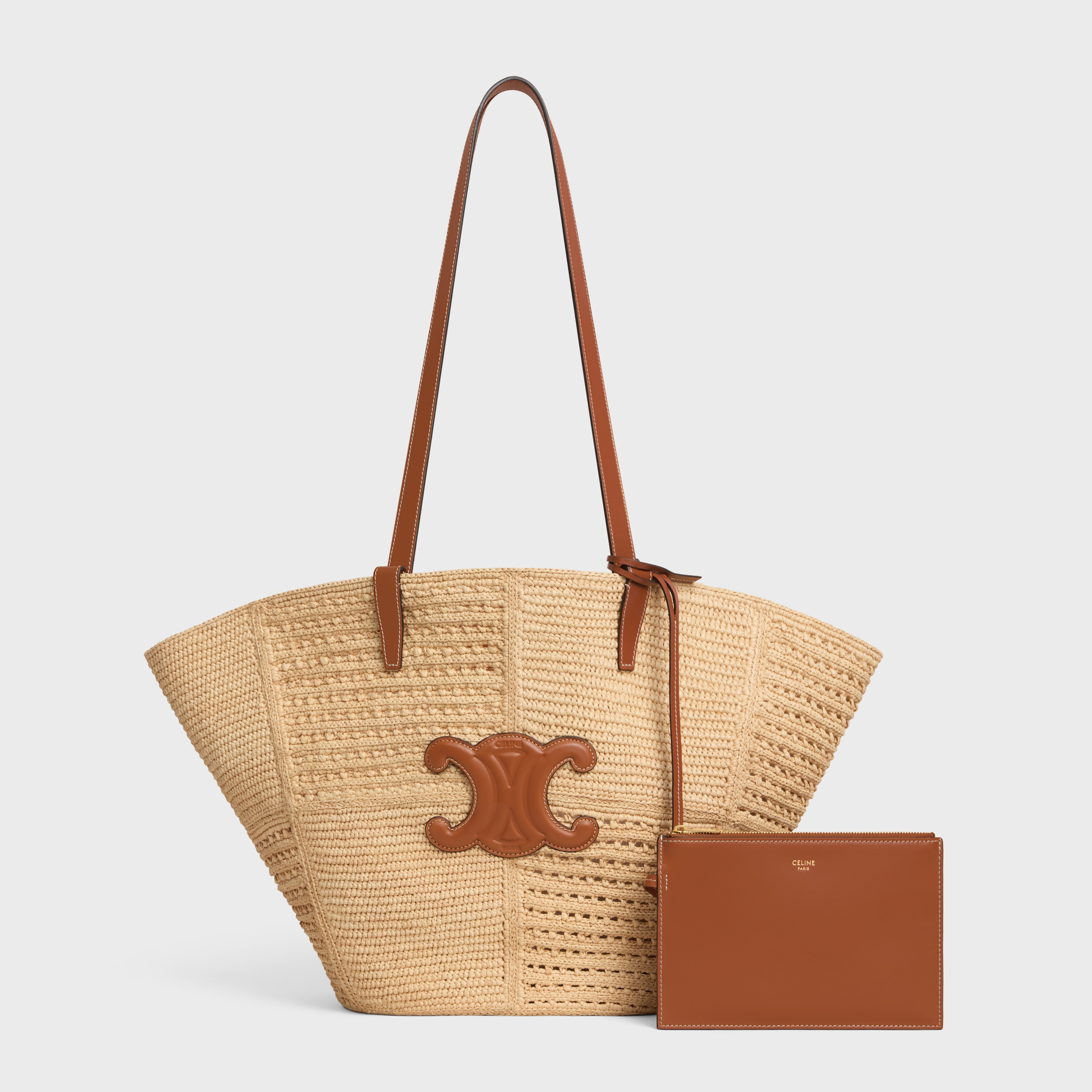 Celine Classic Panier Medium Couffin IN RAFFIA PATCHWORK AND CALFSKIN - 6