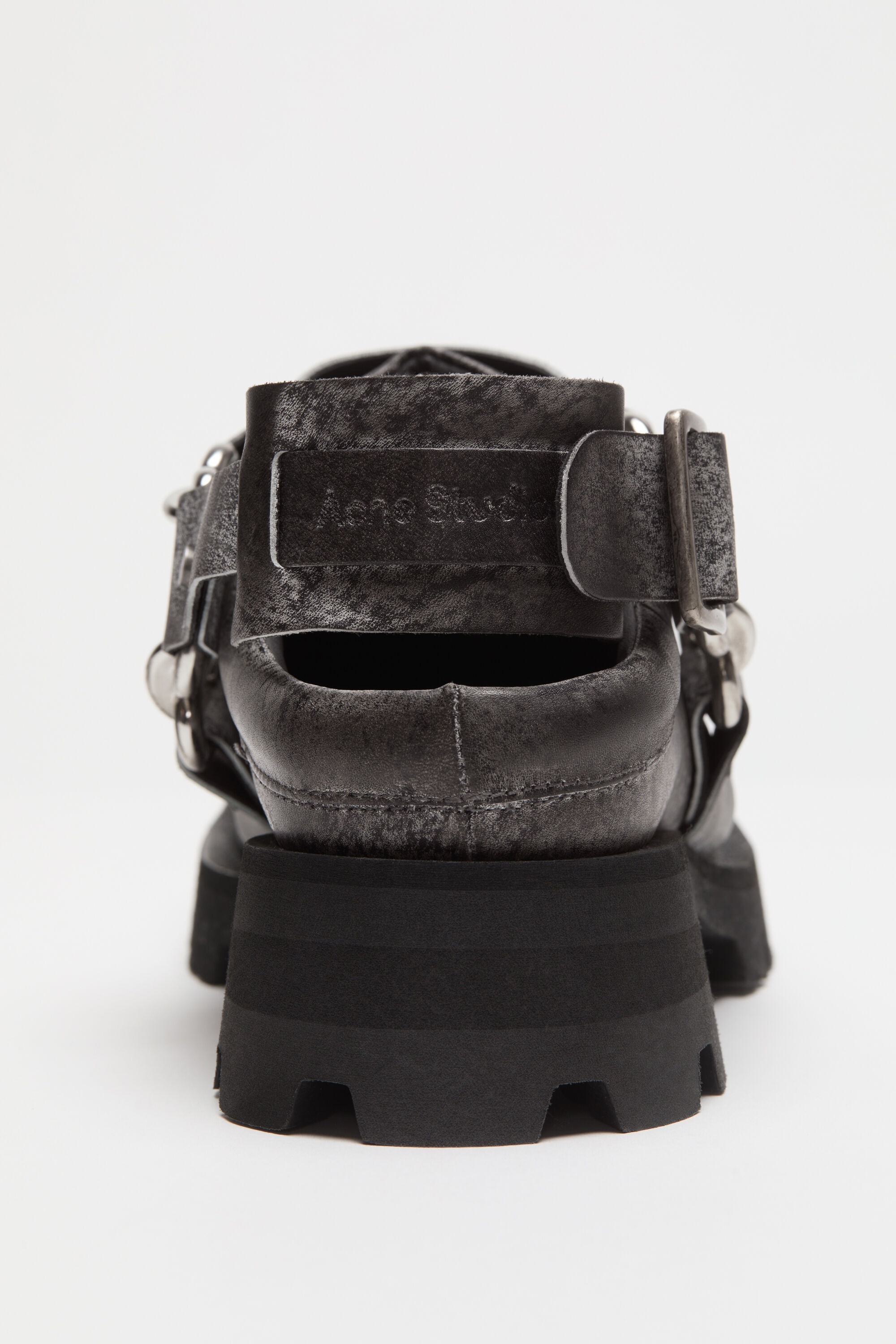 Leather buckle mule - Black/white - 4