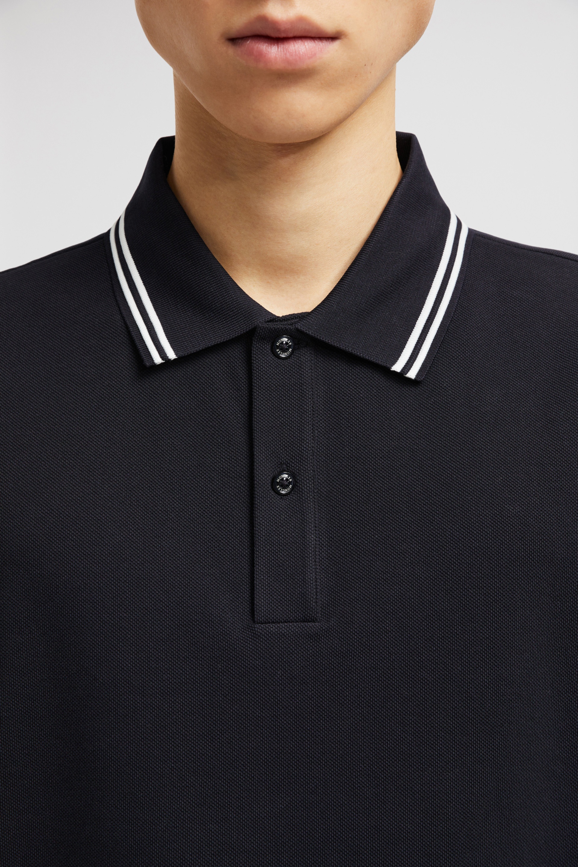 Striped Trim Cotton Piquet Polo Shirt - 6