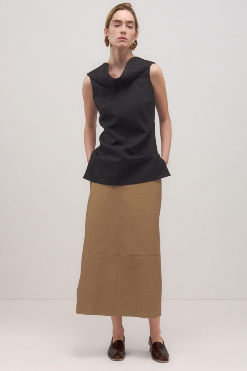 BRANDON MAXWELL The Avery Skirt in Khaki outlook