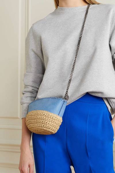 Stella McCartney The Falabella vegetarian brushed-leather and raffia shoulder bag outlook