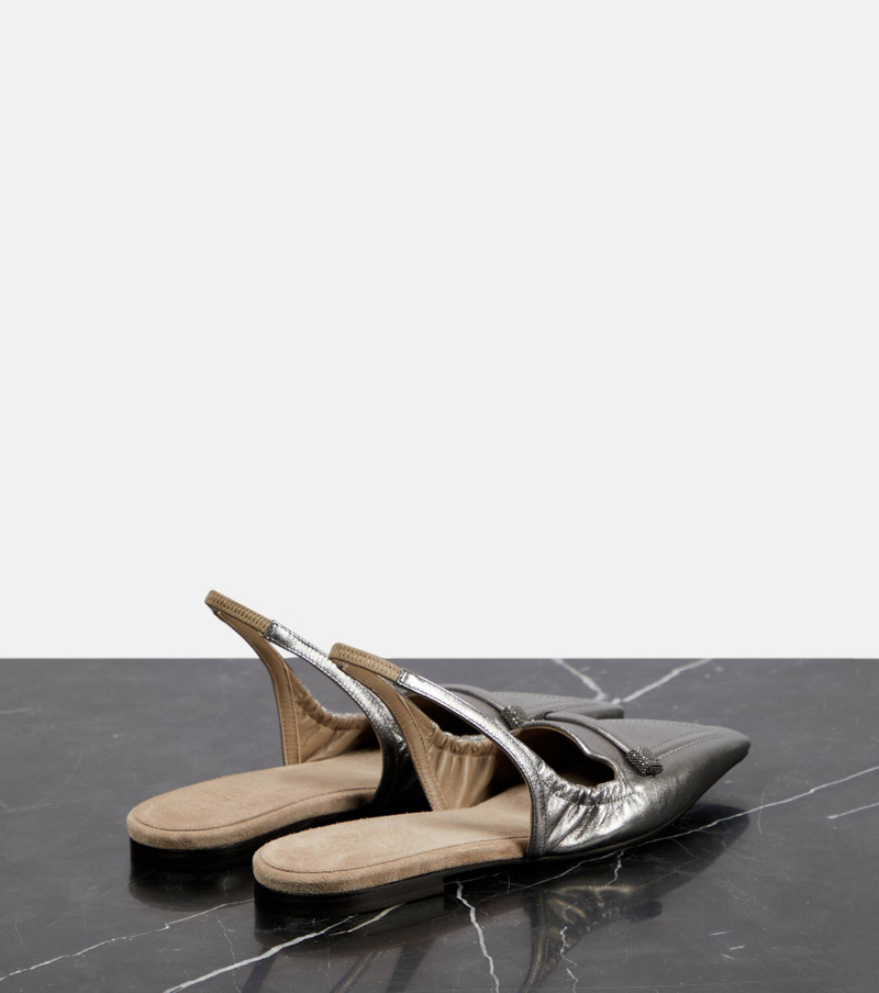 Metallic leather slingback flats 3