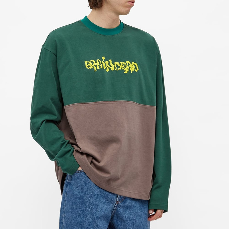 Brain Dead Embroidered Colour Block Football Tee 3