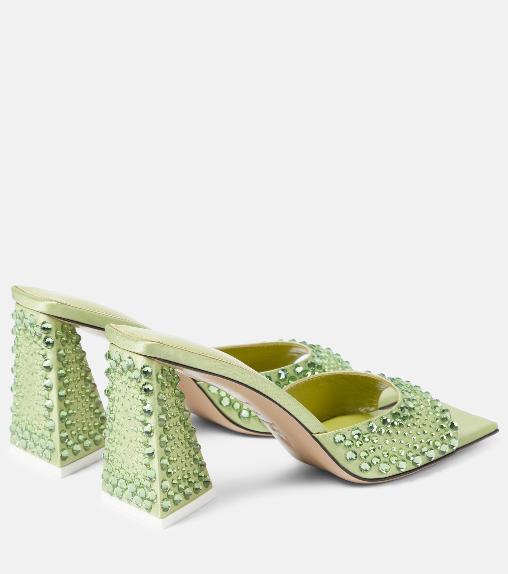 Mini Devon embellished satin mules - 3