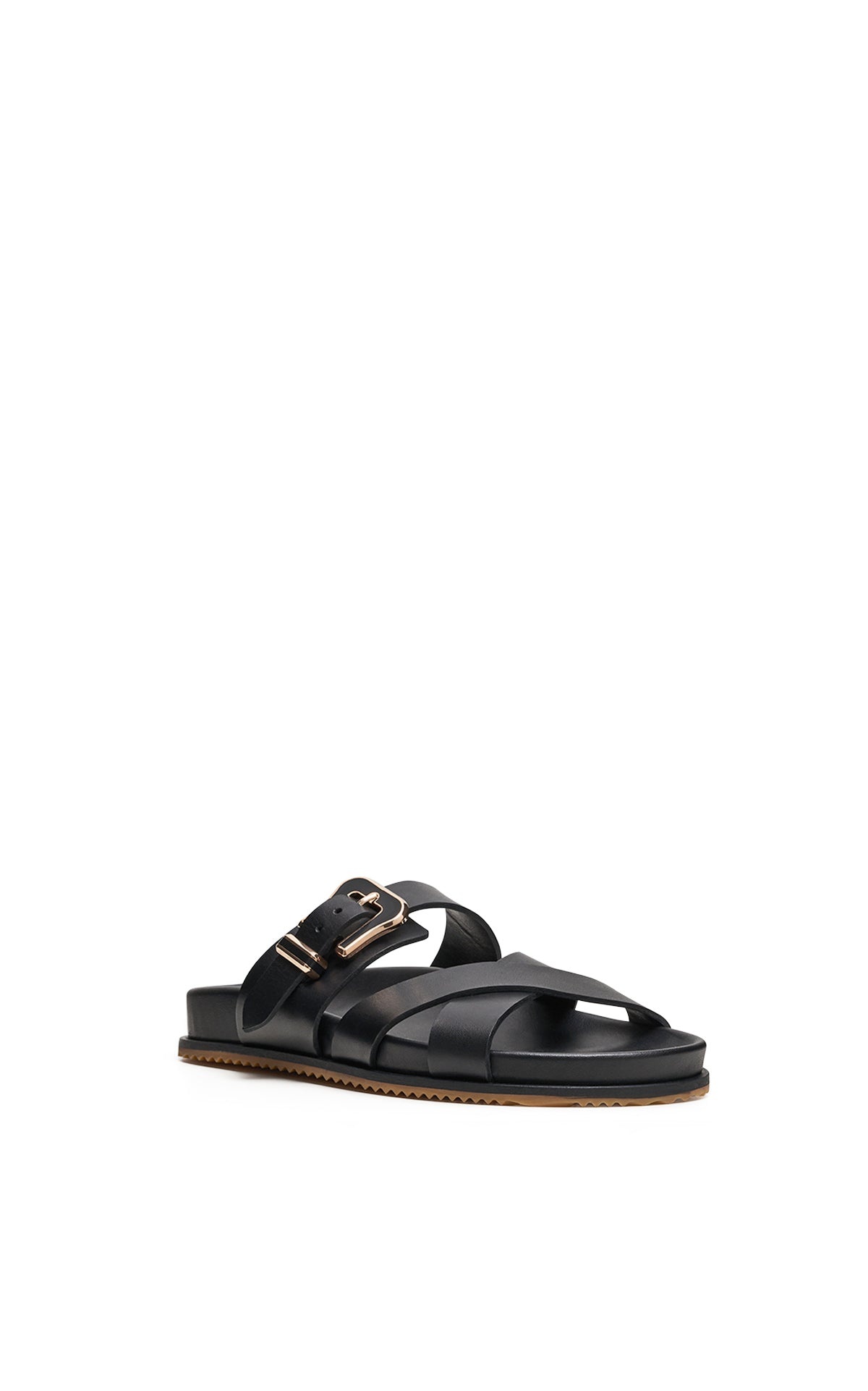 Circe Slide in Black Leather - 2