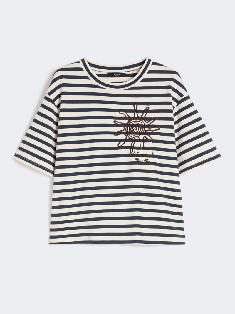 SABATO Printed cotton jersey T-shirt - NAVY 1