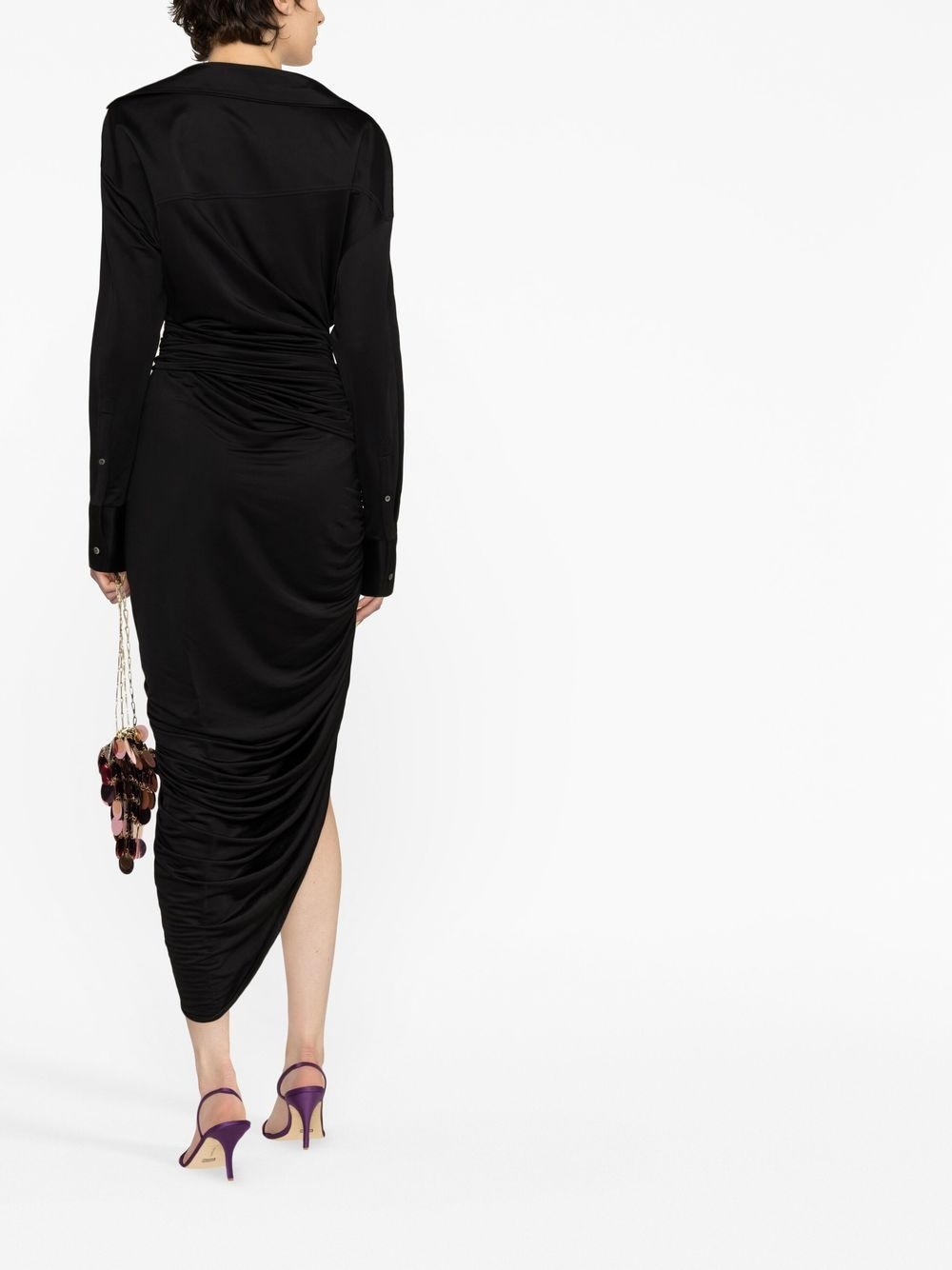 asymmetric V-neck dress - 4