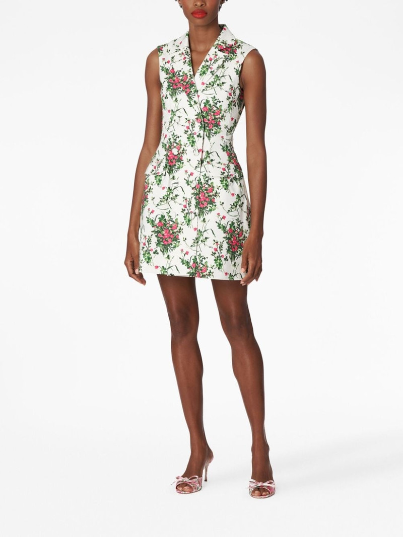 CAROLINA HERRERA notched-lapels floral-print dress outlook