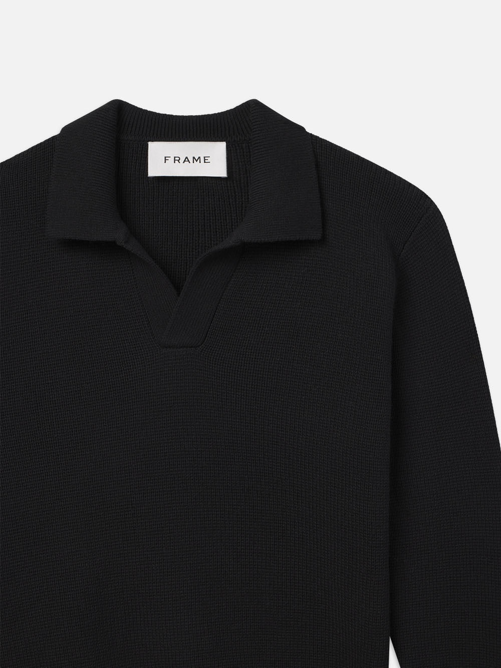 Silk Blend Polo Sweater in Black - 3