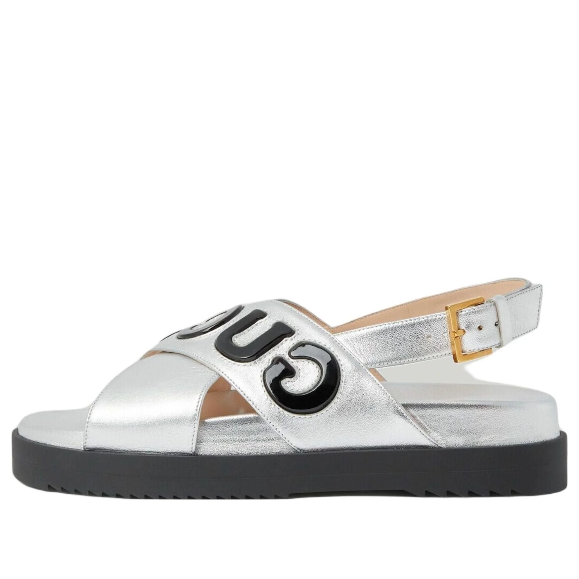 (WMNS) Gucci Sandal with Logo Script 'Silver Black' 738691-AABYB-8149 - 1