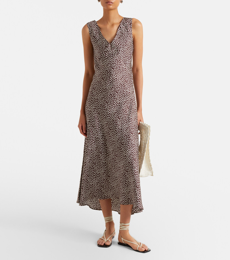 ASCENO Provence polka-dot silk twill slip dress outlook