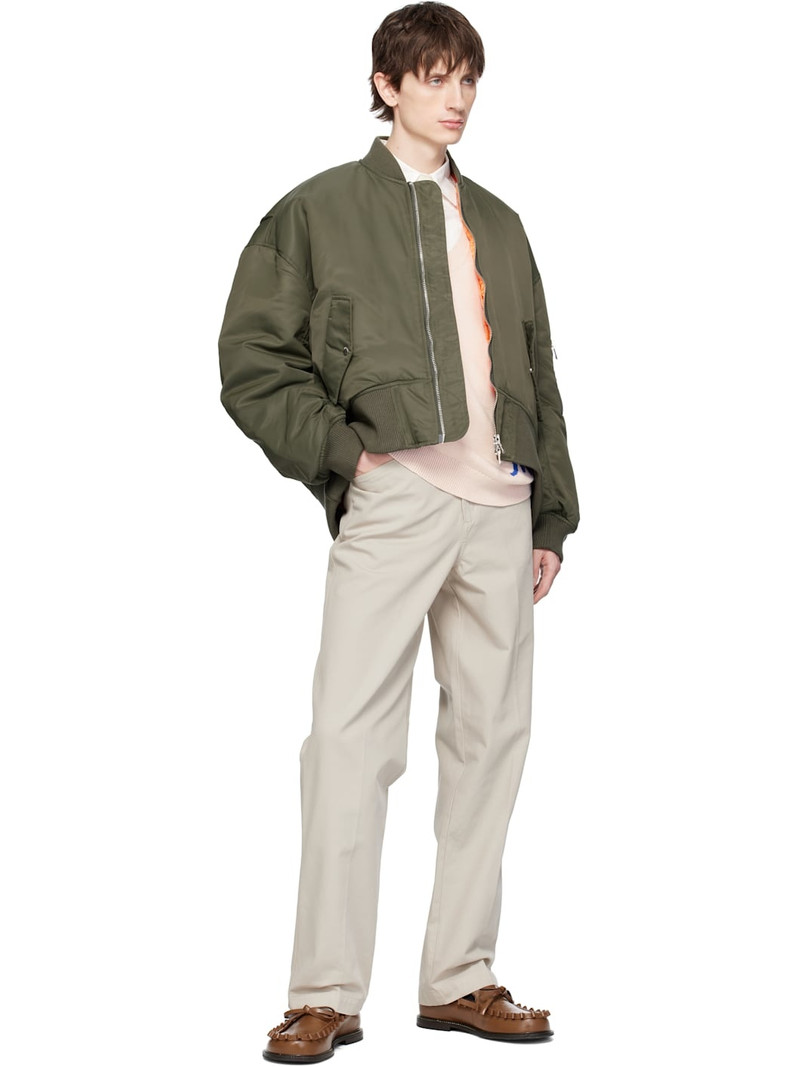 JW Anderson Green Curved Hem Oversized Bomber Jacket outlook