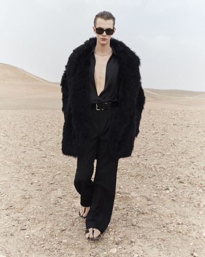 SAINT LAURENT coat in silk and feathers outlook