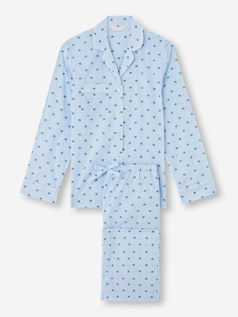 Women's Pajamas Cotton Batiste Blue Elephant Print 1