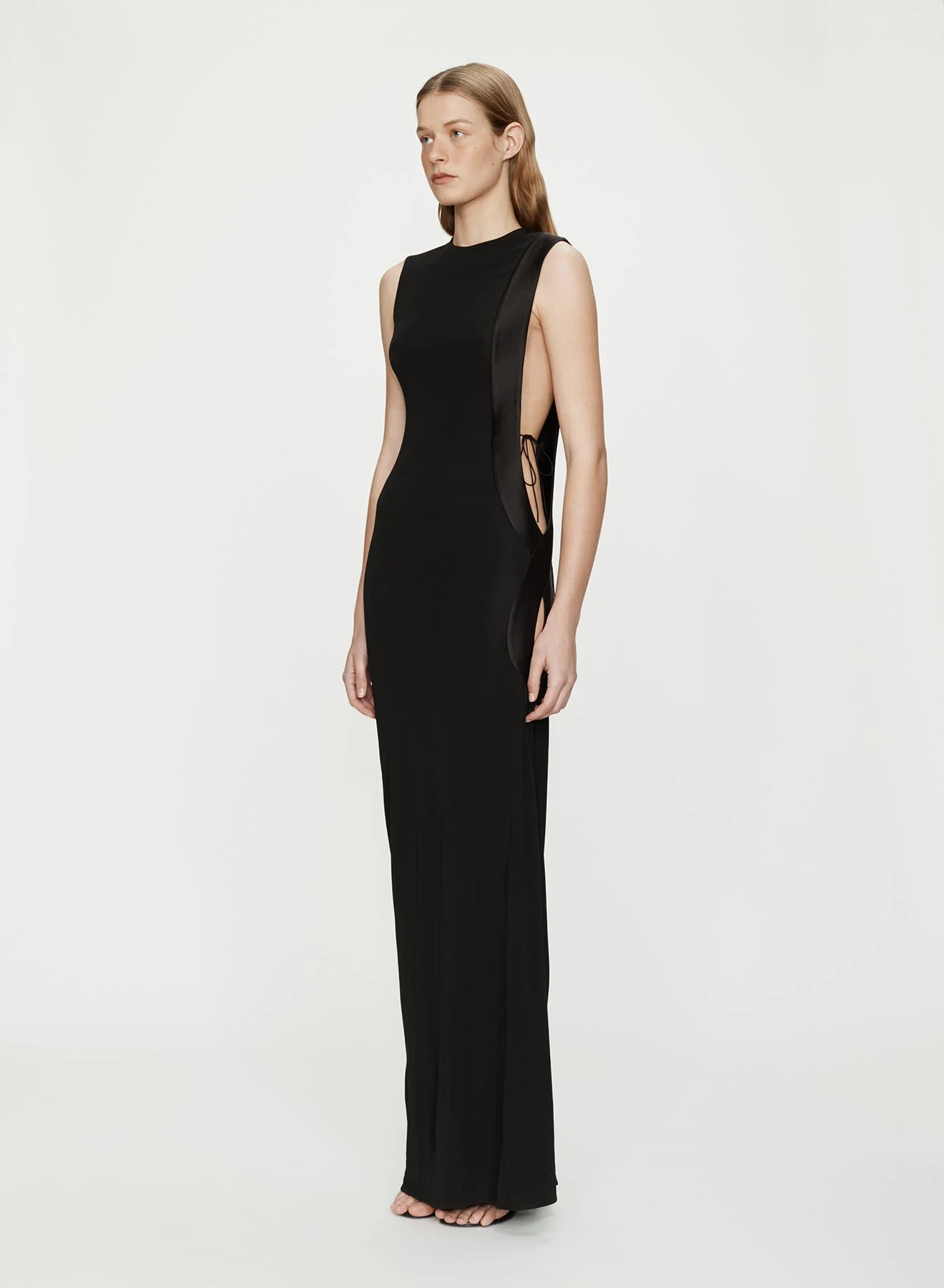 Infinity Cutaway Satin Trimmed Dress - 1