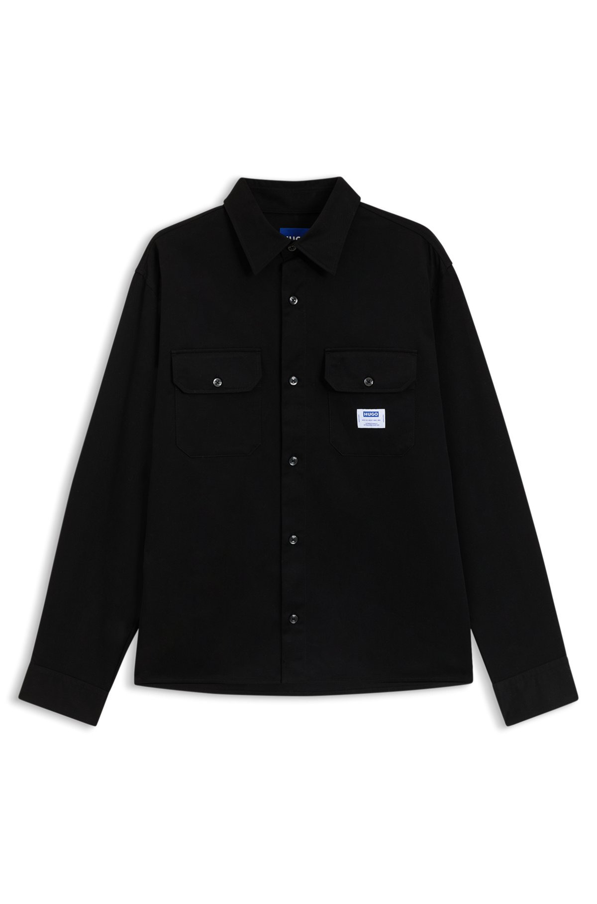 COTTON-TWILL SHIRT WITH LOGO LABEL - 1