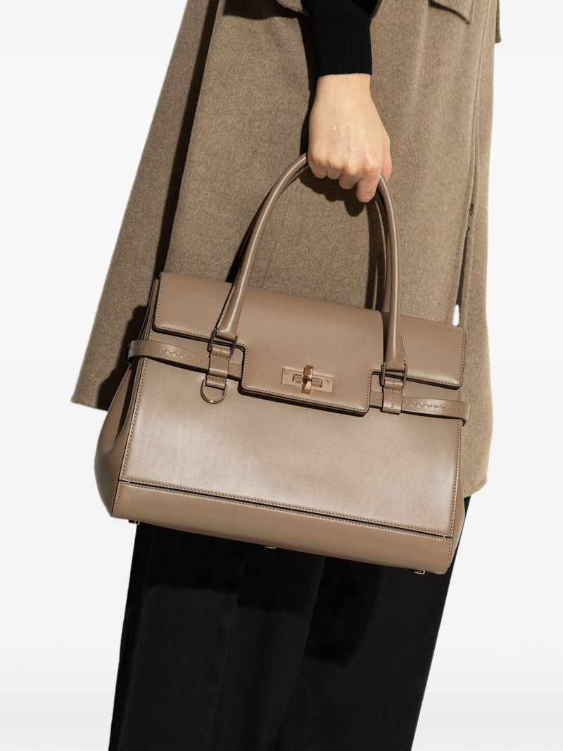 Max Mara twist-lock fastening leather tote bag outlook