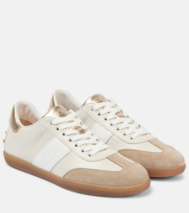 Tabs suede-trimmed leather sneakers 1