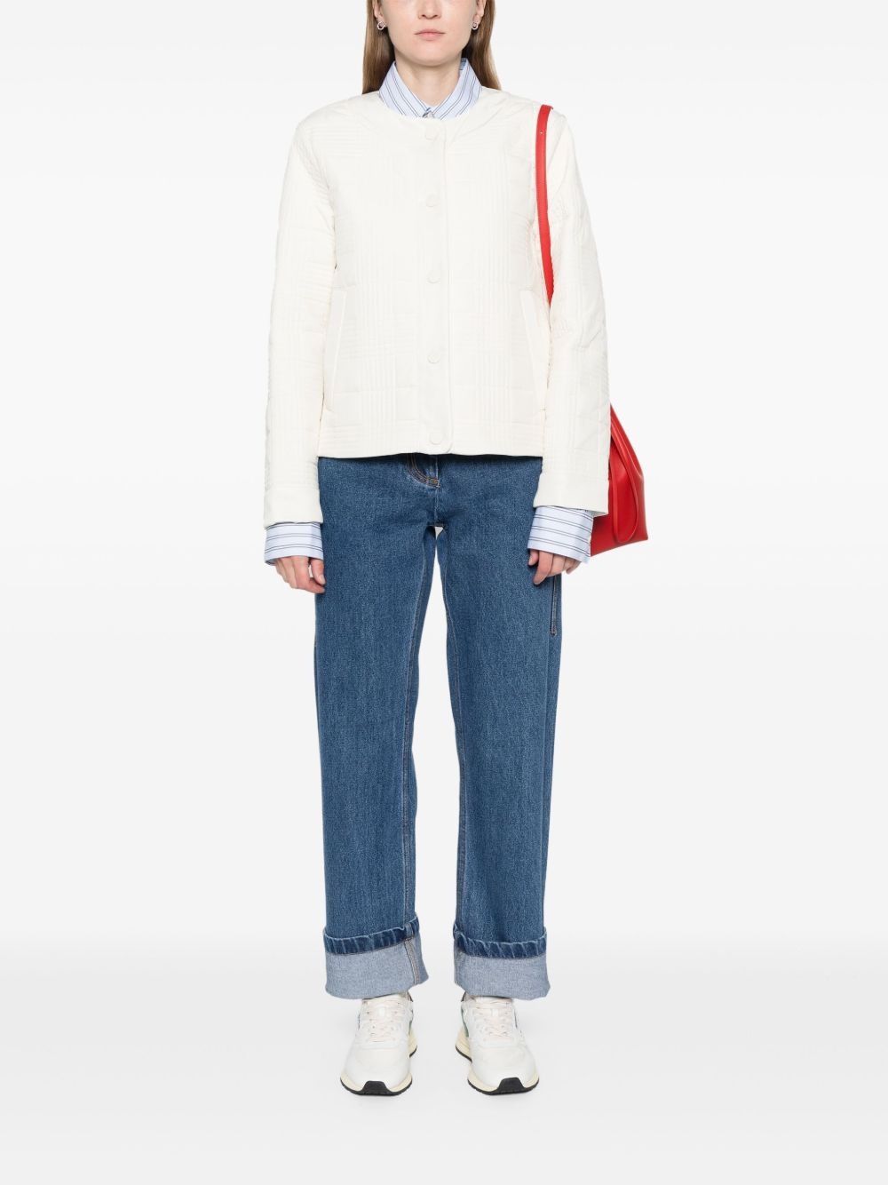 check-pattern padded jacket - 2
