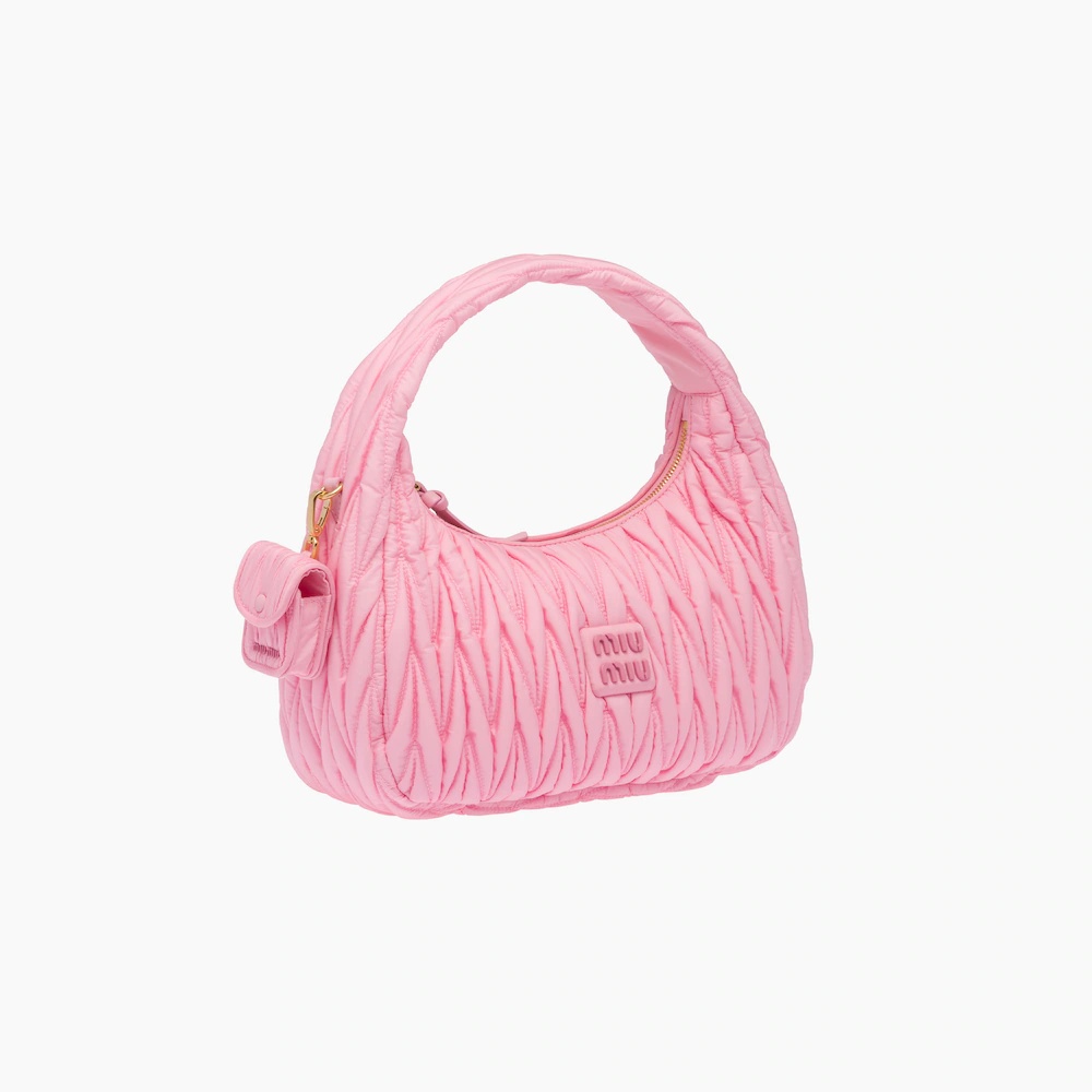 Miu Wander matelassé regenerated nylon hobo bag - 4