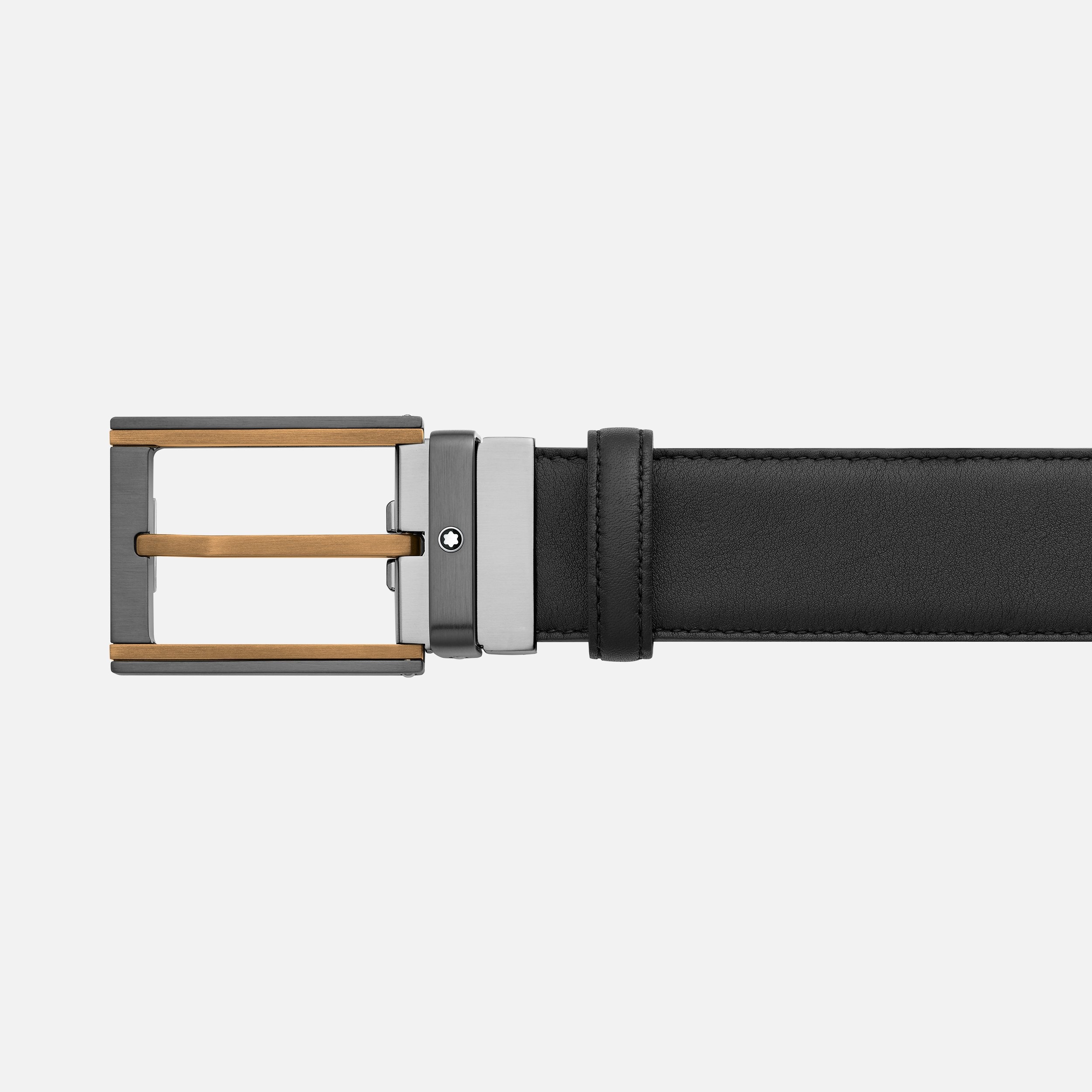 Black 35 mm leather belt - 2