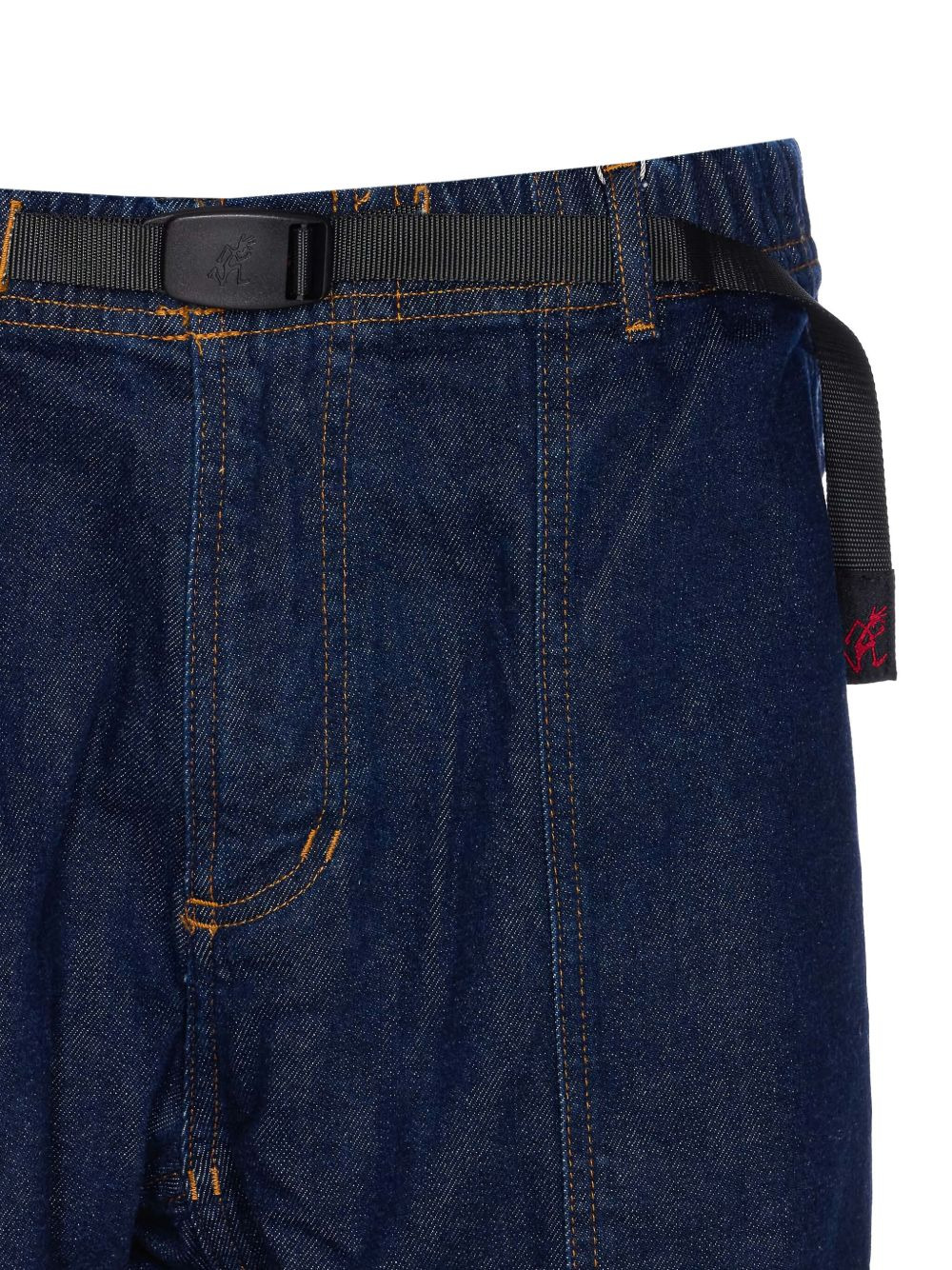 elastic-waist belted tapered jeans - 4