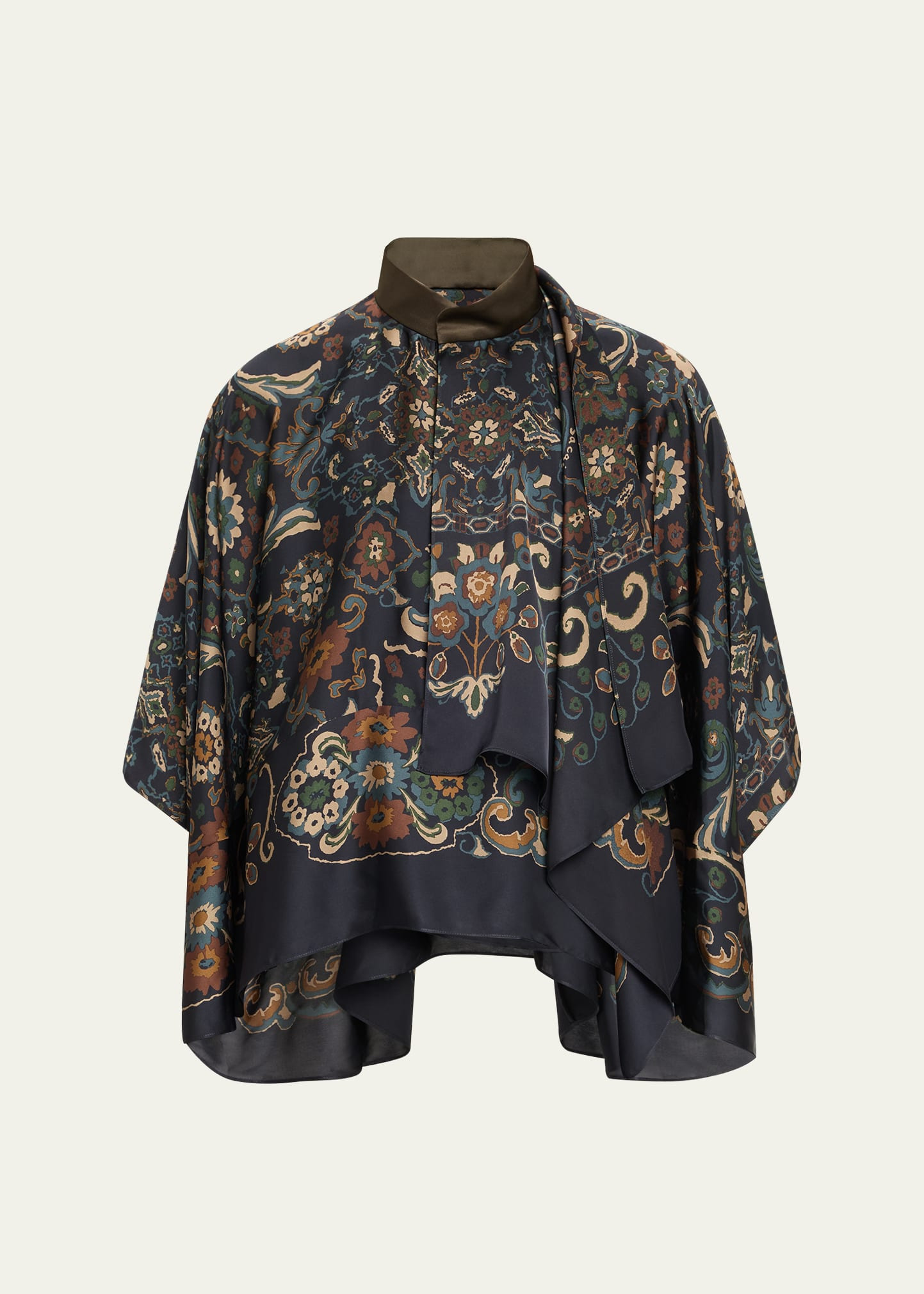 Floral Print Cape Shirt - 1
