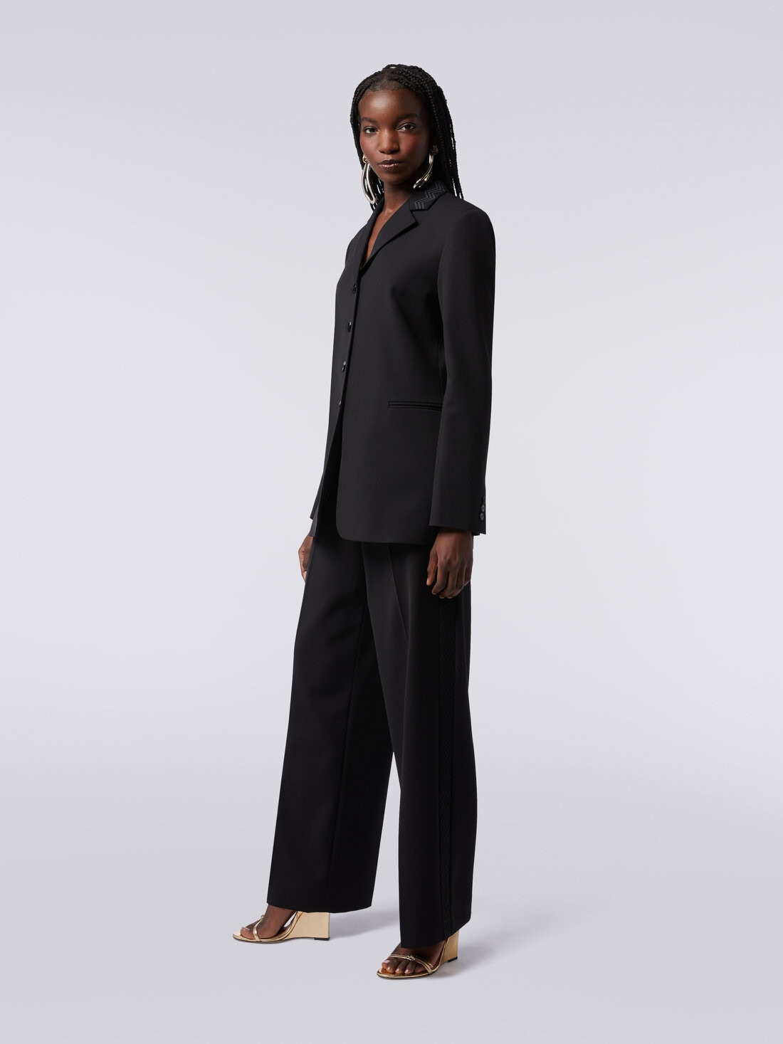 Wool blazer with zigzag embroidery - 3
