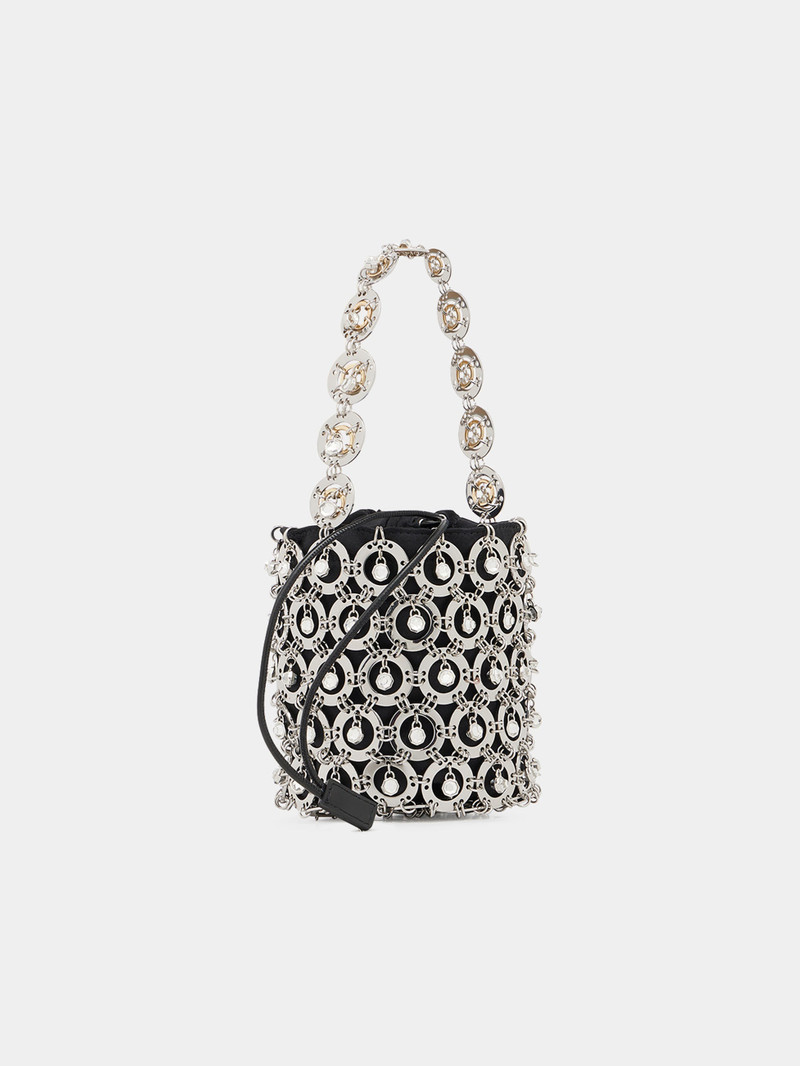 SMALL SILVER BUCKET BAG WITH BEADS 1