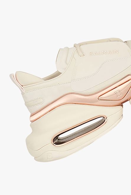 White and pink leather and suede B-Bold low-top sneakers - 6