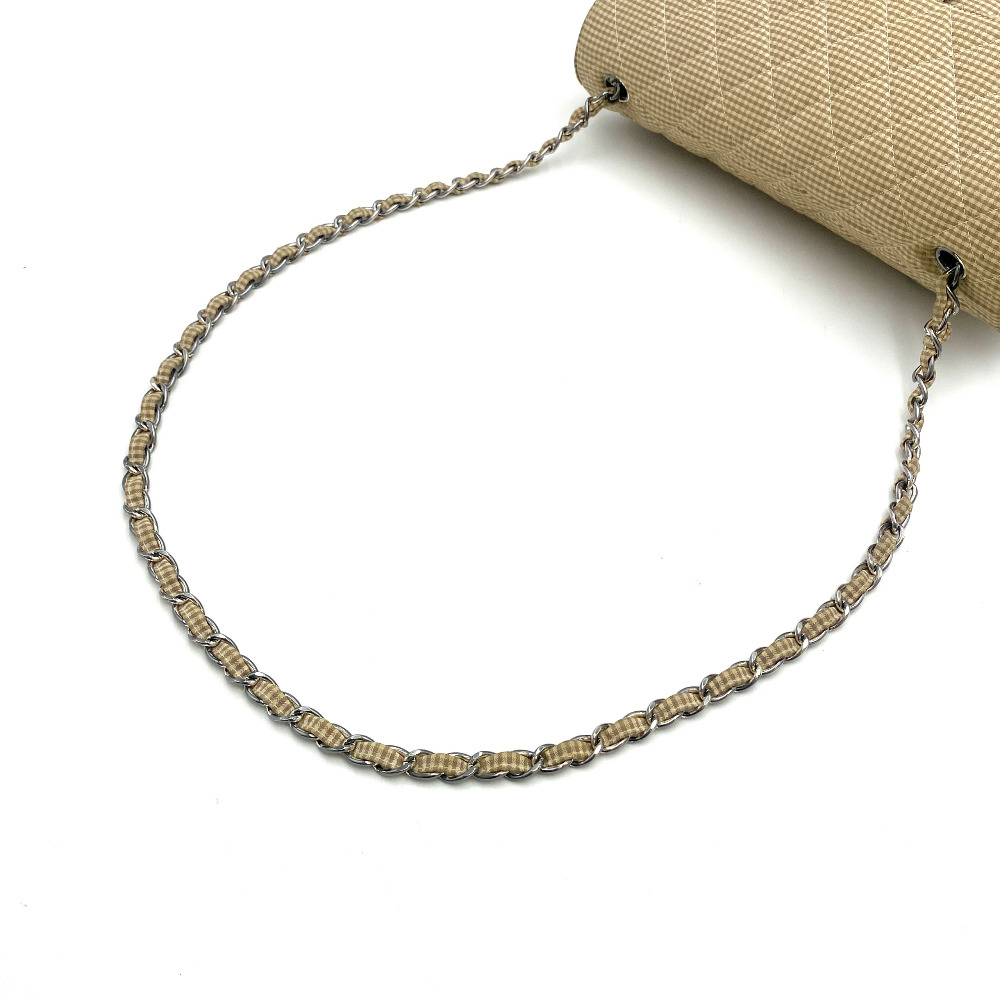Chanel No.4 Yellow Check Gingham Flap Chain Bag Large - 7