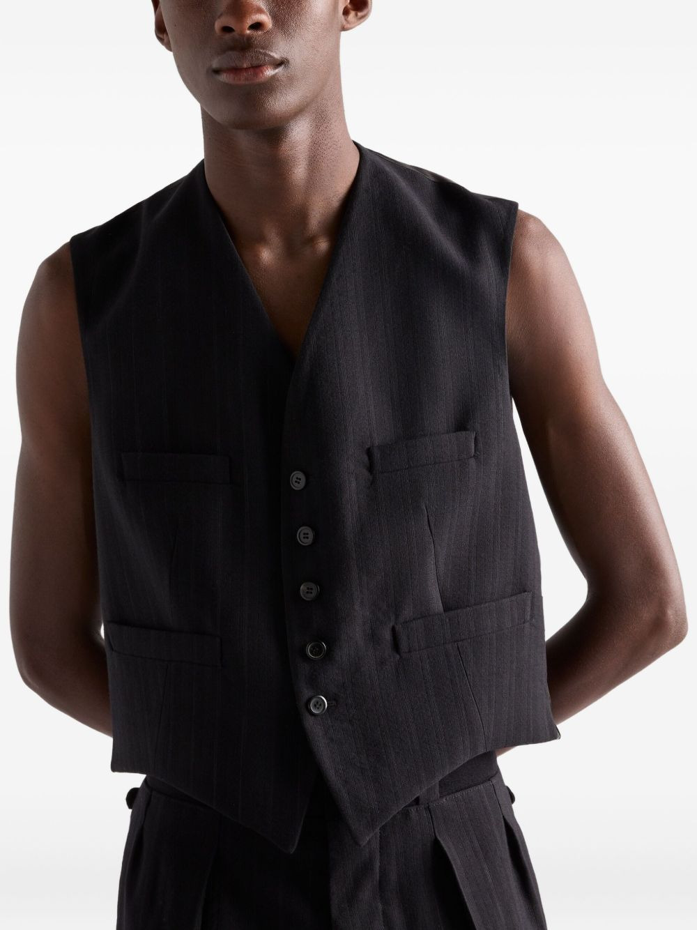 pinstripe five-button vest - 2