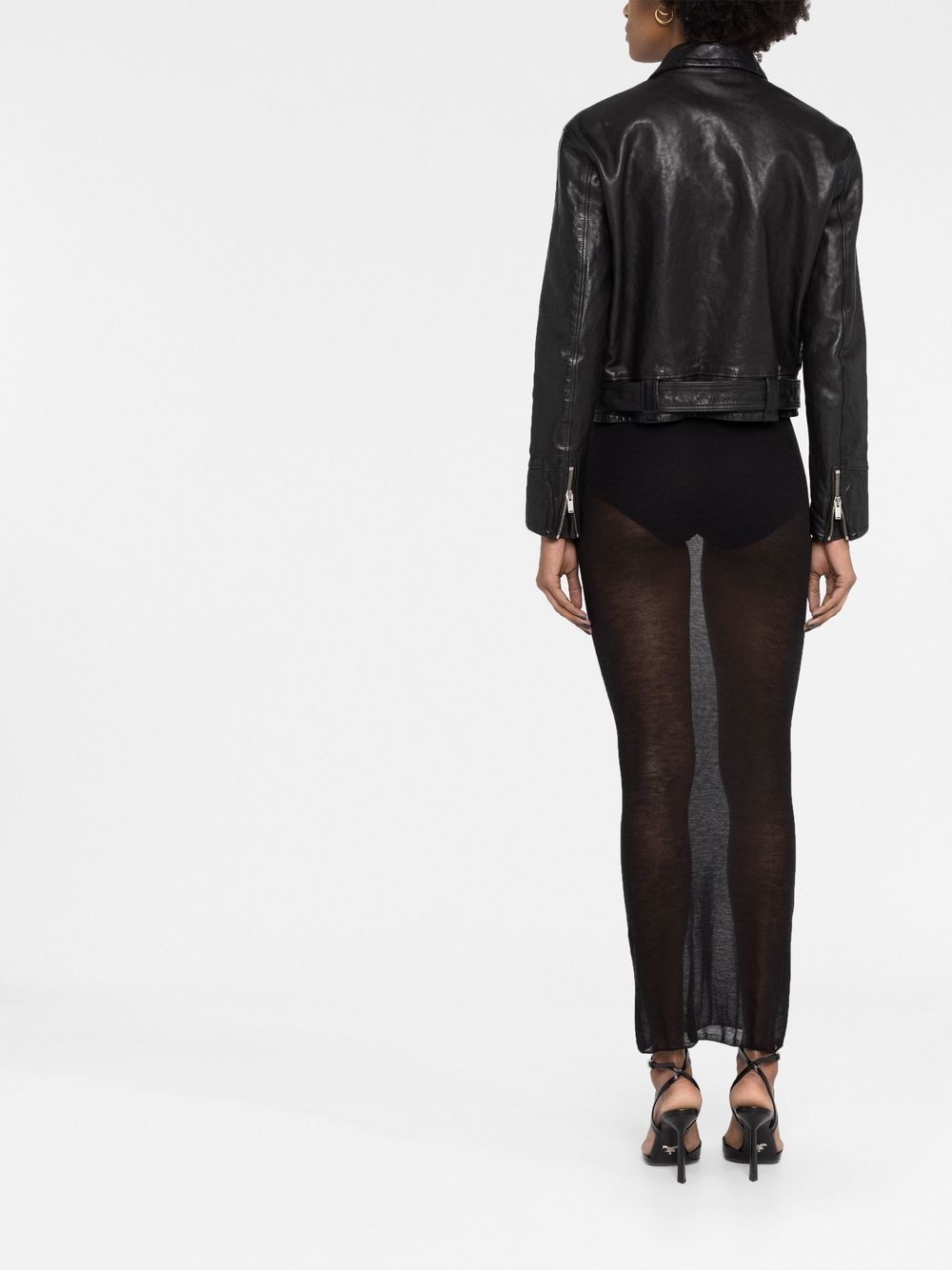 belted leather jacket - 6
