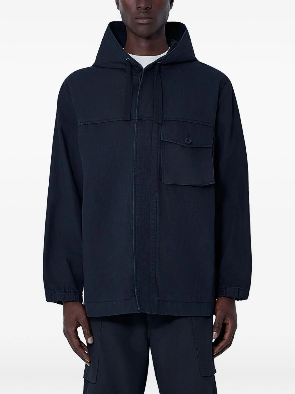 hooded flap-pocket jacket - 1