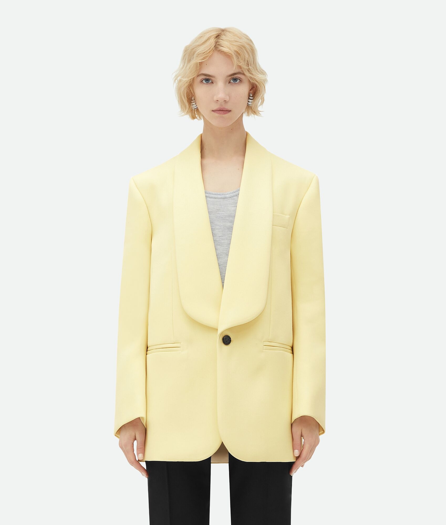 Shawl Collar Wool Jacket - 1