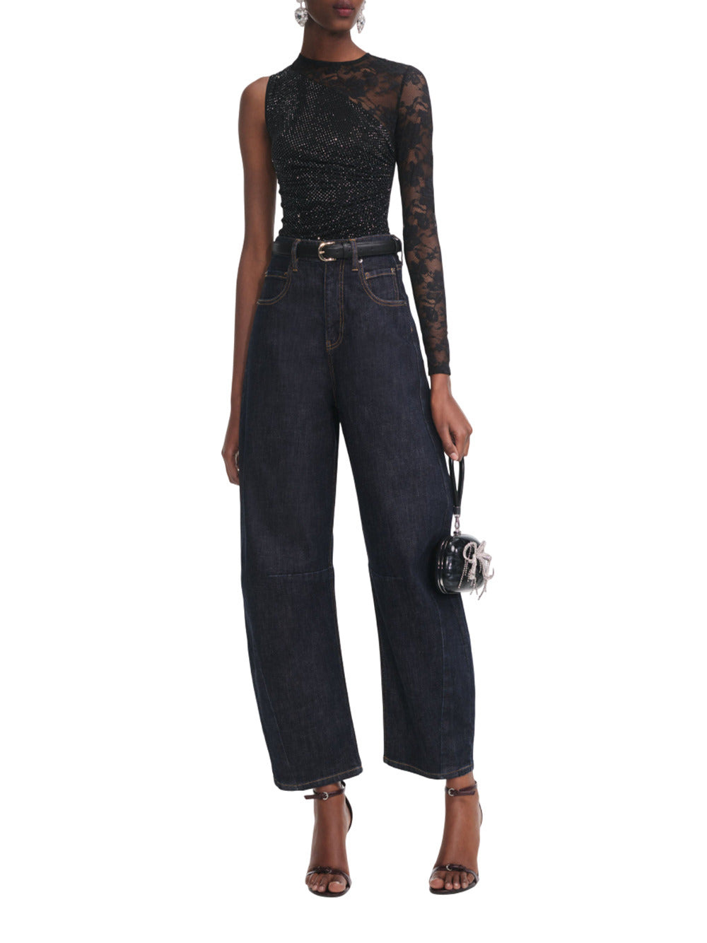 Self-Portrait Women One Shoulder Floral Lace Top - 2