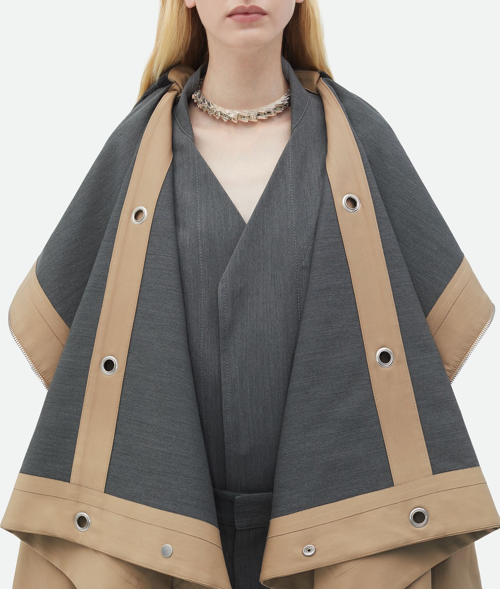 Bonded Wool And Cotton Cape - 6