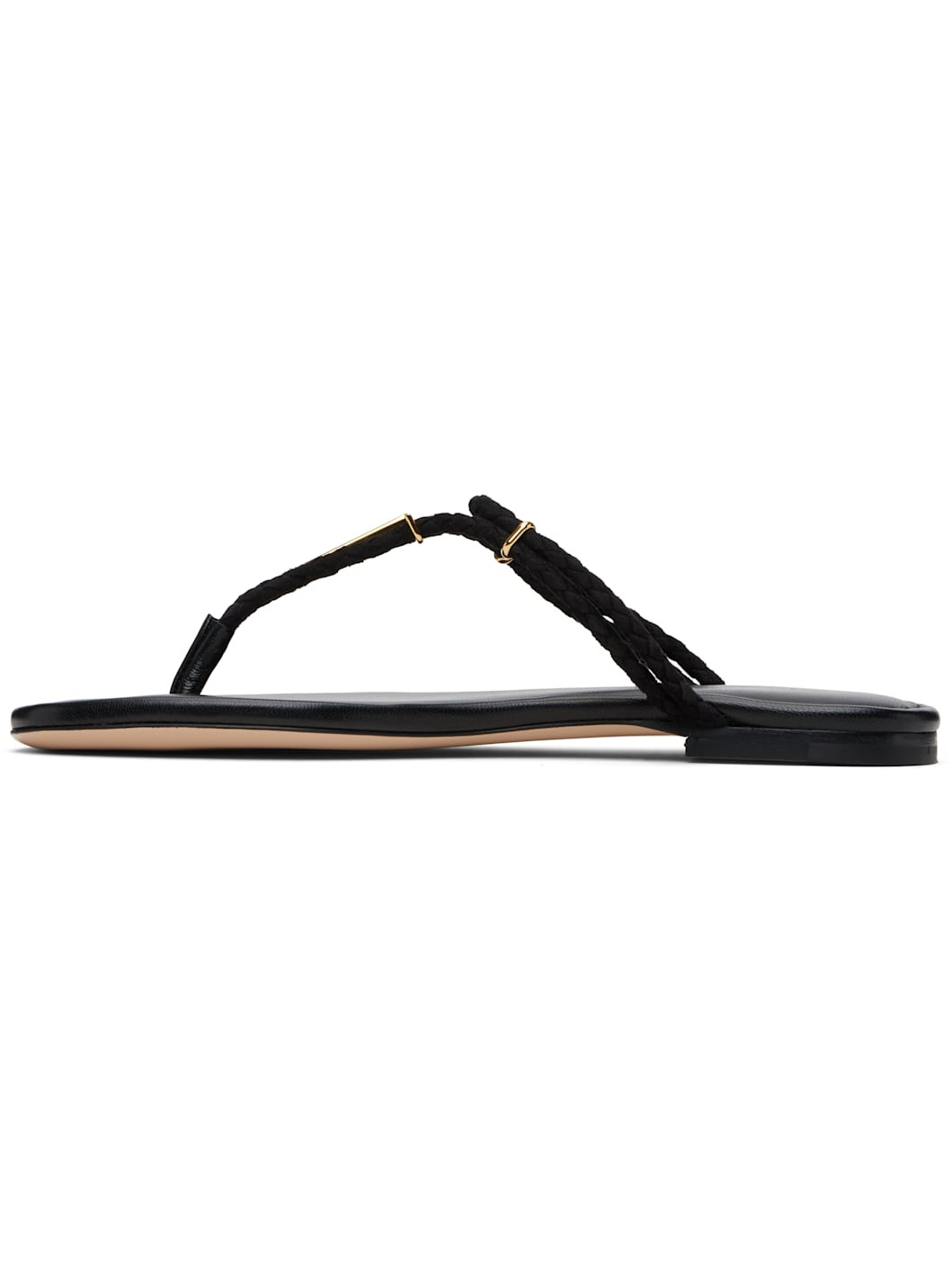 Black Woven Suede Lily Thong Sandals - 3