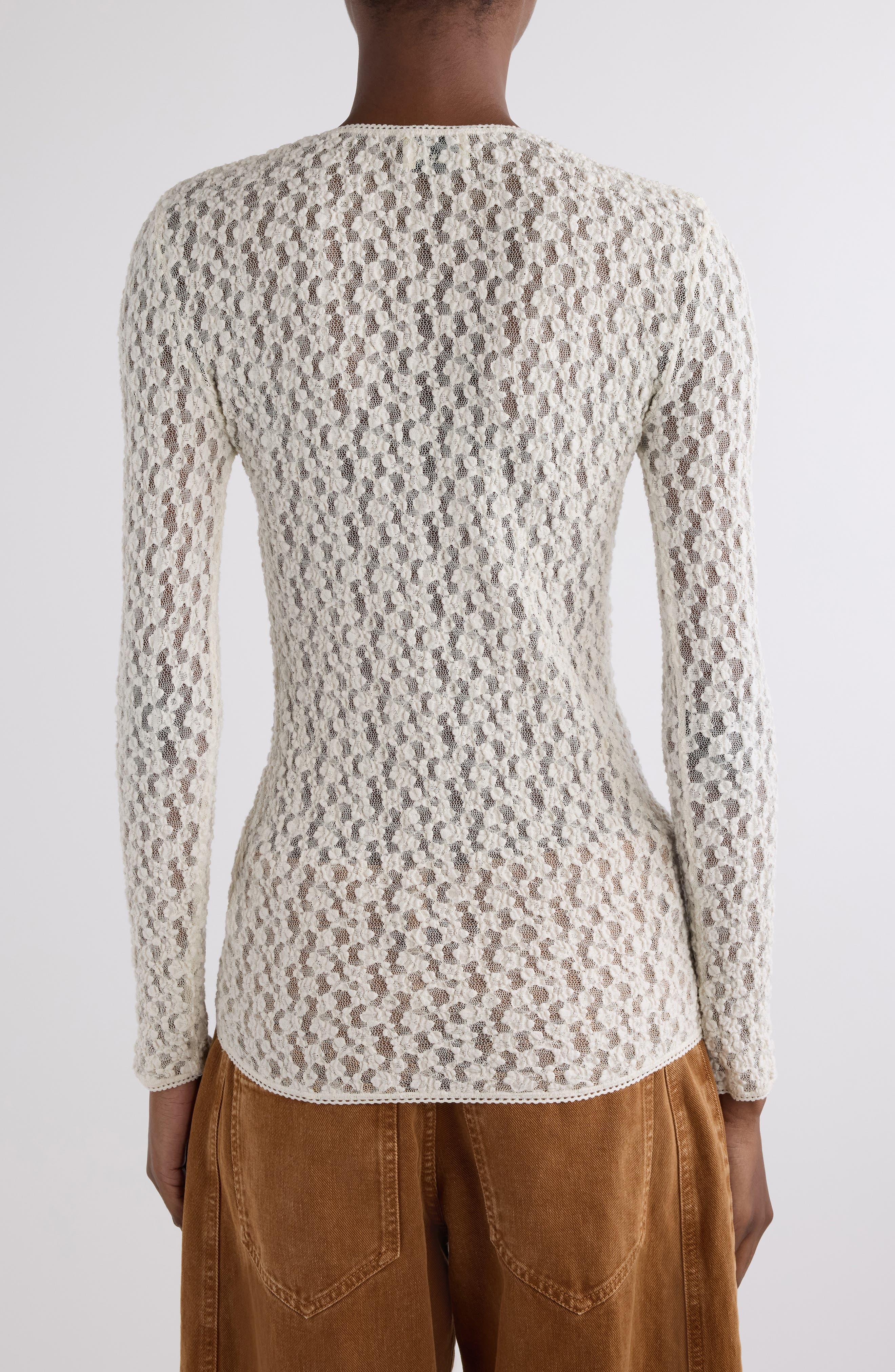 Isabel Marant Gaella Stretch Lace Top in Ecru at Nordstrom - 3
