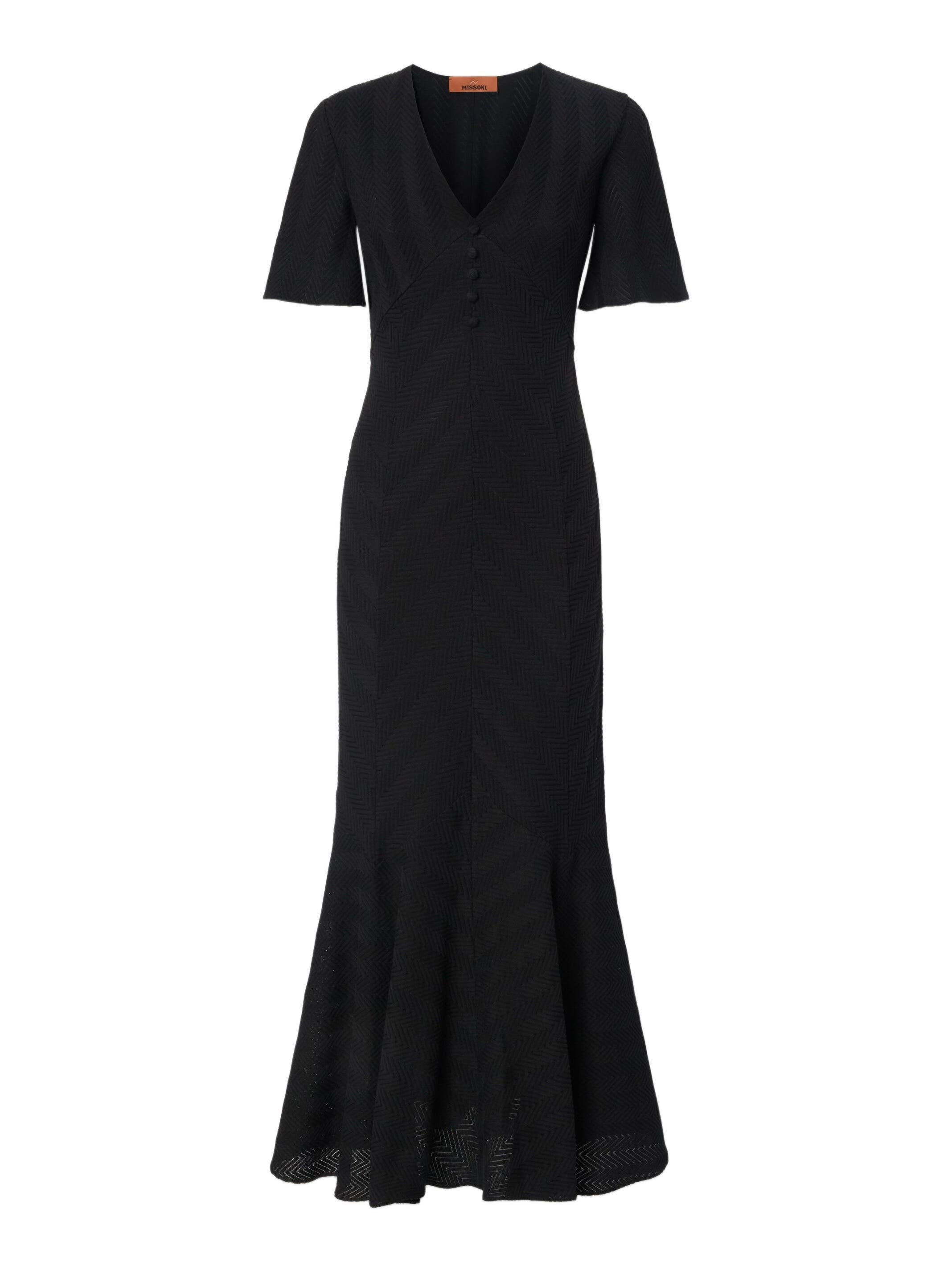 Missoni Long Dress In Cotton And Zigzag Viscose With Flared Hem in Black at Nordstrom - 2