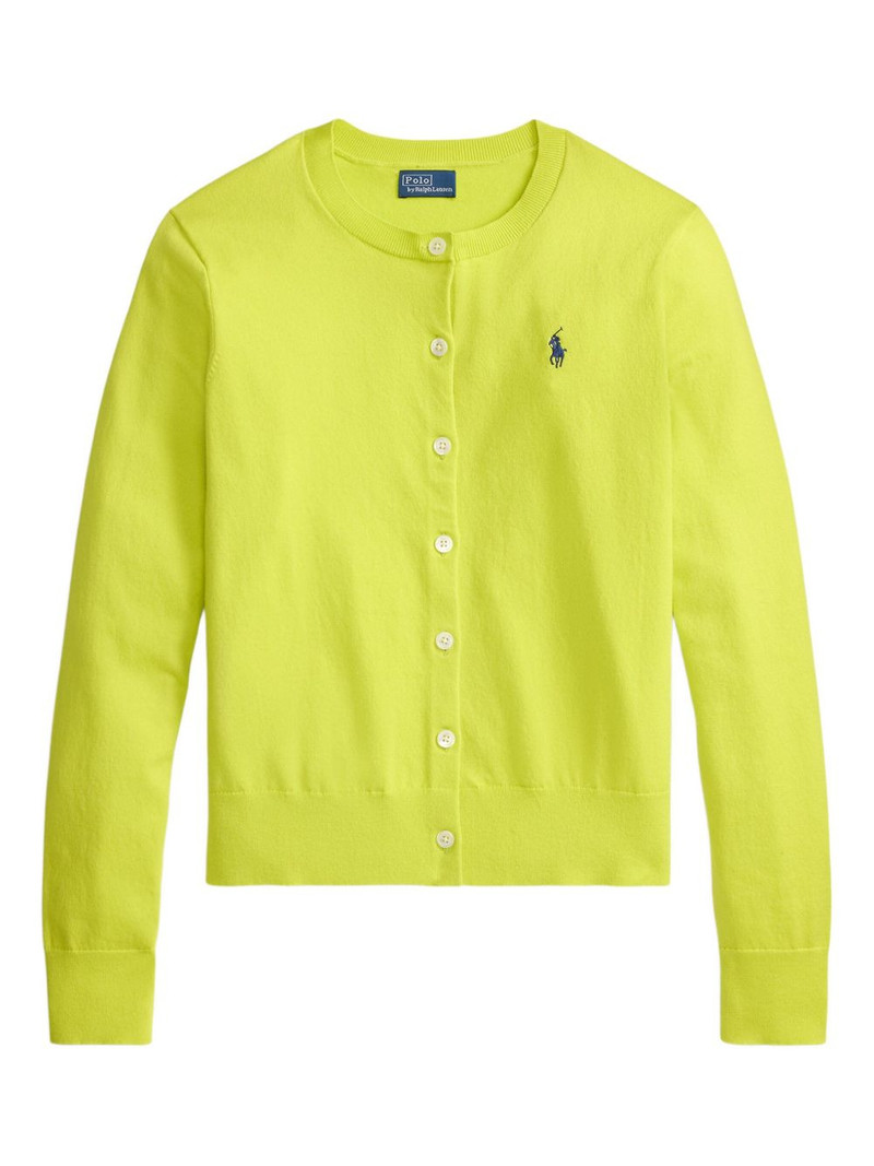 logo-embroidered crew-neck cardigan 1