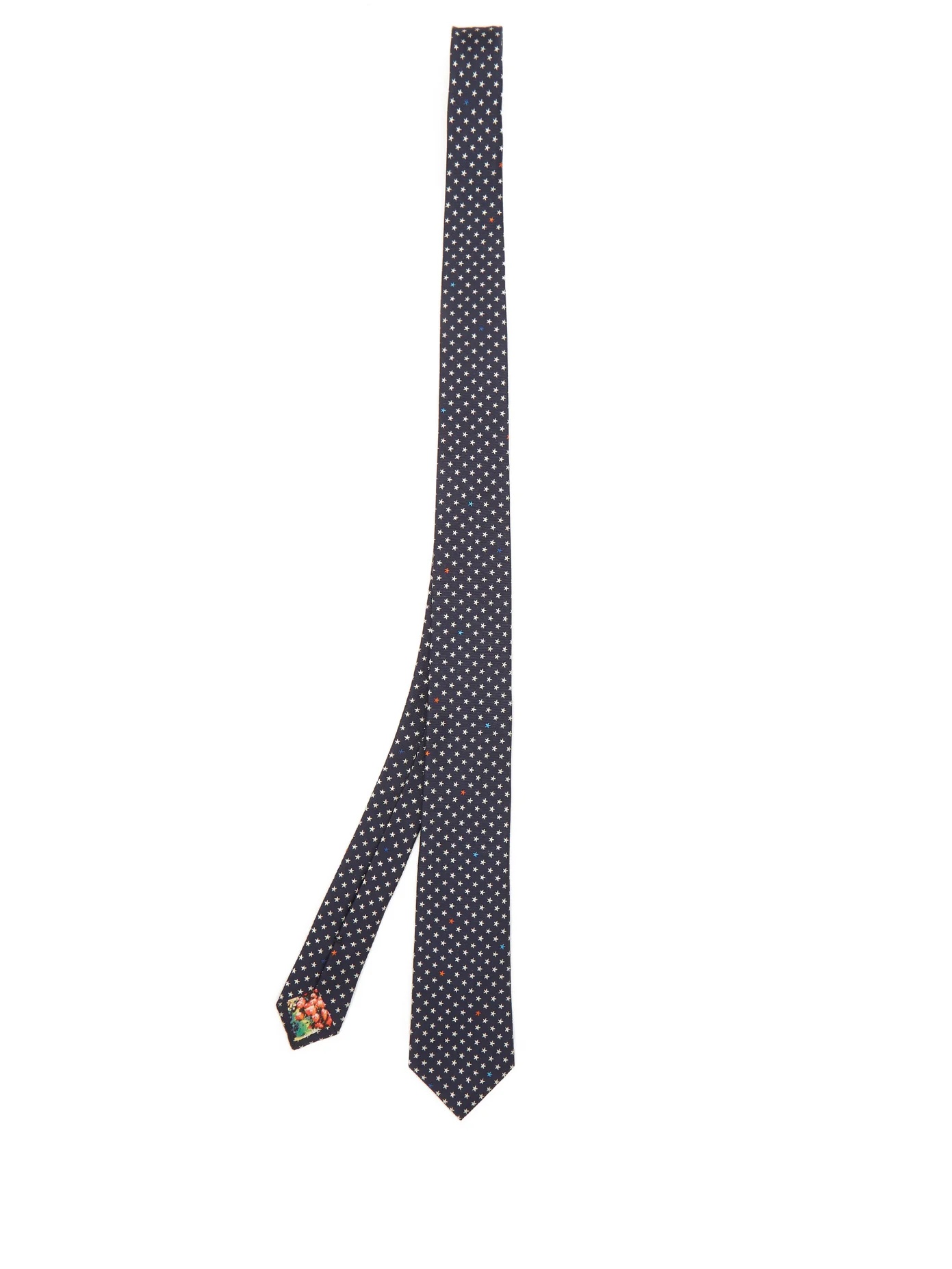 Star-embroidered silk-twill tie - 1