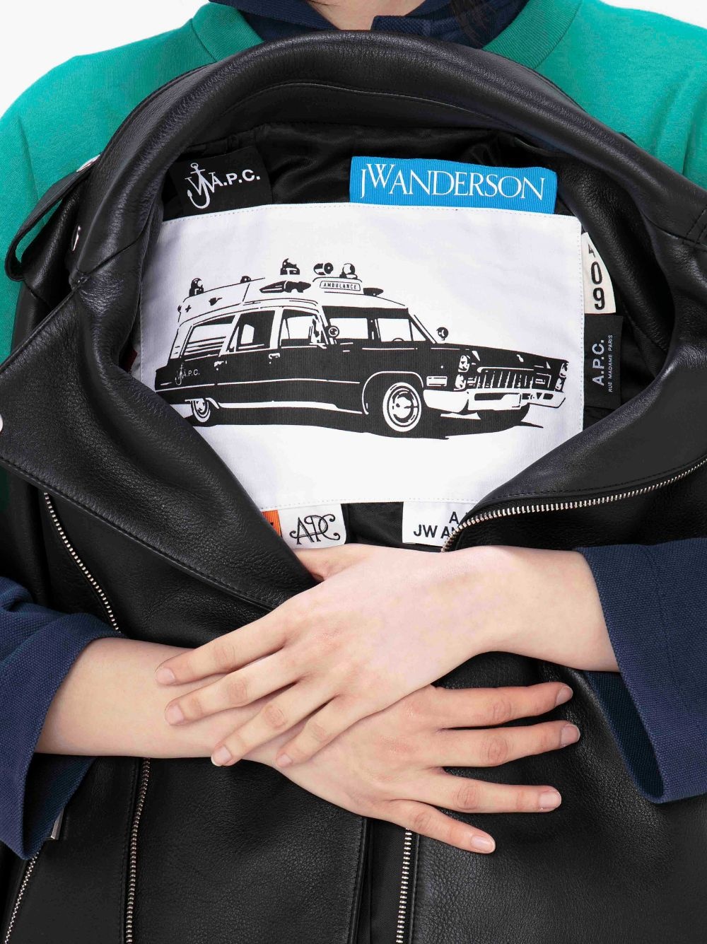 A.P.C. X JW ANDERSON - BLOUSON MORGAN - LEATHER BIKER JACKET - 7