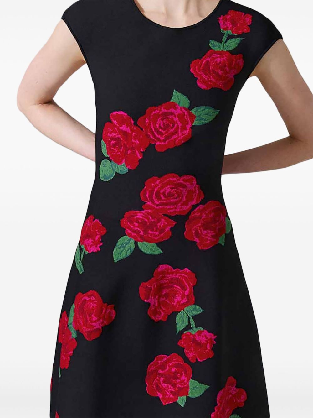 floral-jacquard midi dress - 4