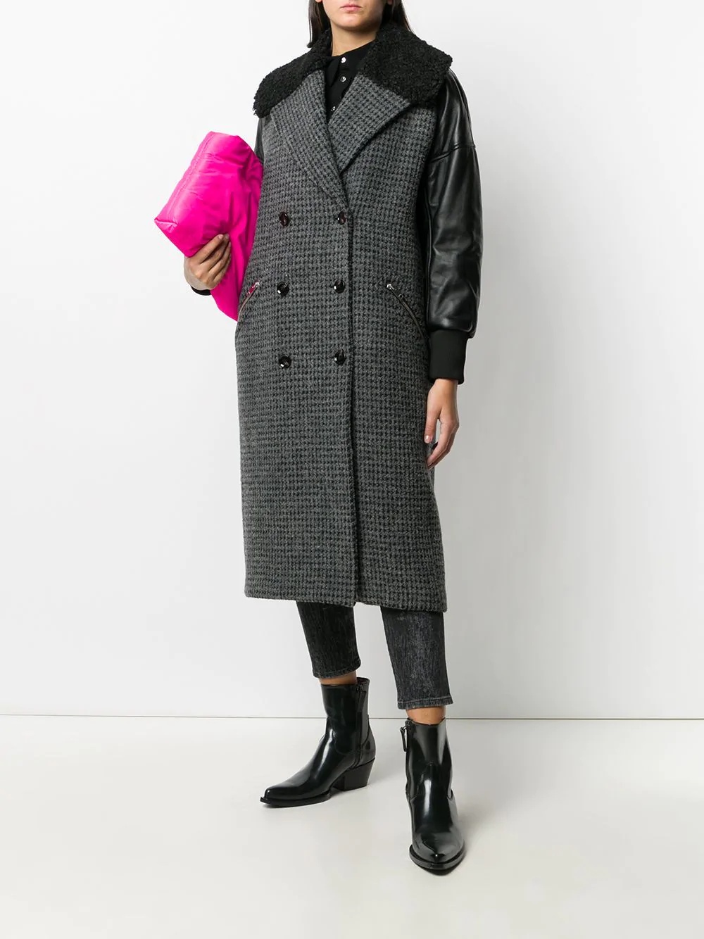 double-breasted panelled coat - 2