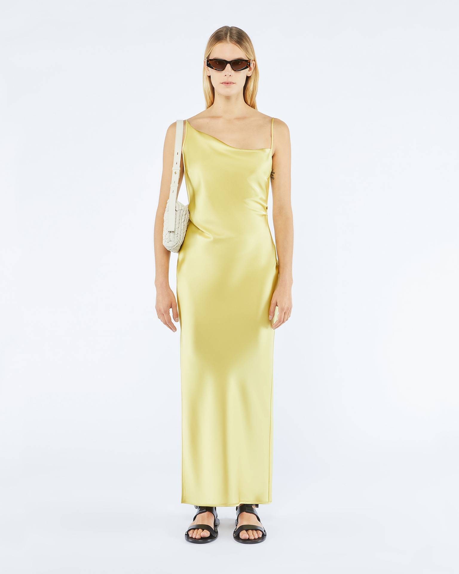LENNIE - Slip satin midi dress - Yellow - 2