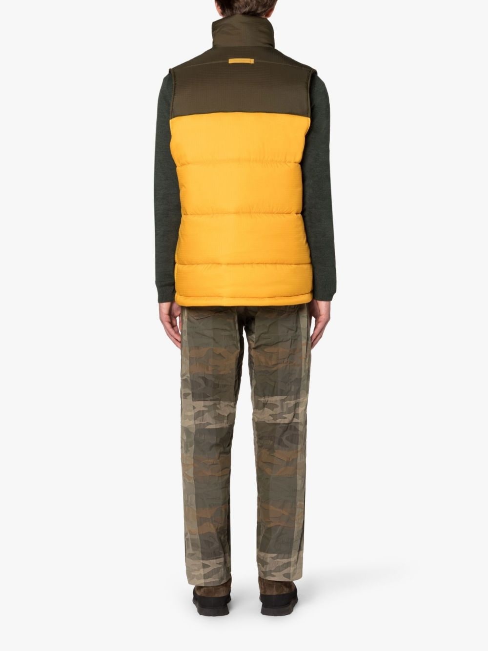 CONTRAST YELLOW & KHAKI NYLON GILET - 3